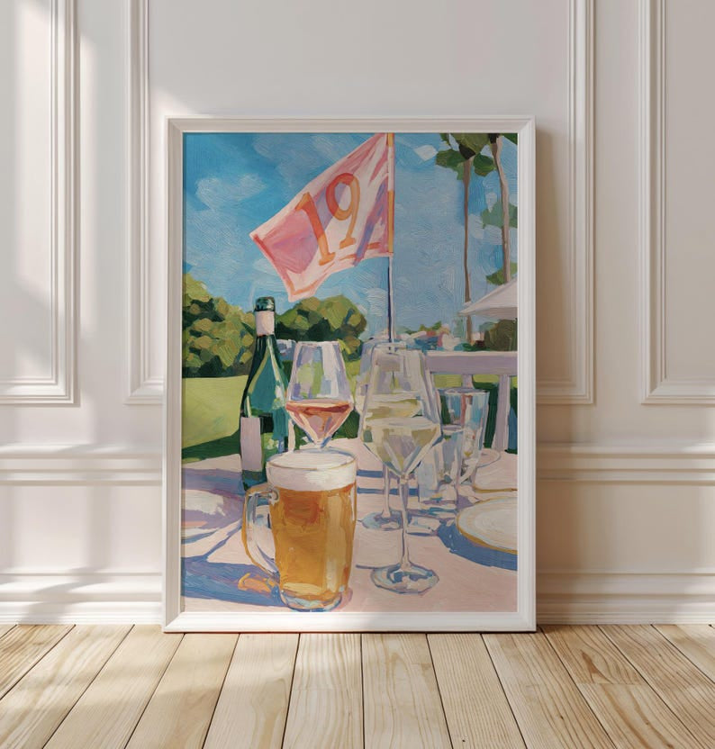 Watering Hole Golf Art Print, 19th Hole Cocktail Poster, Palm Beach Sport Gift, Sport Poster Decor PTGTP09