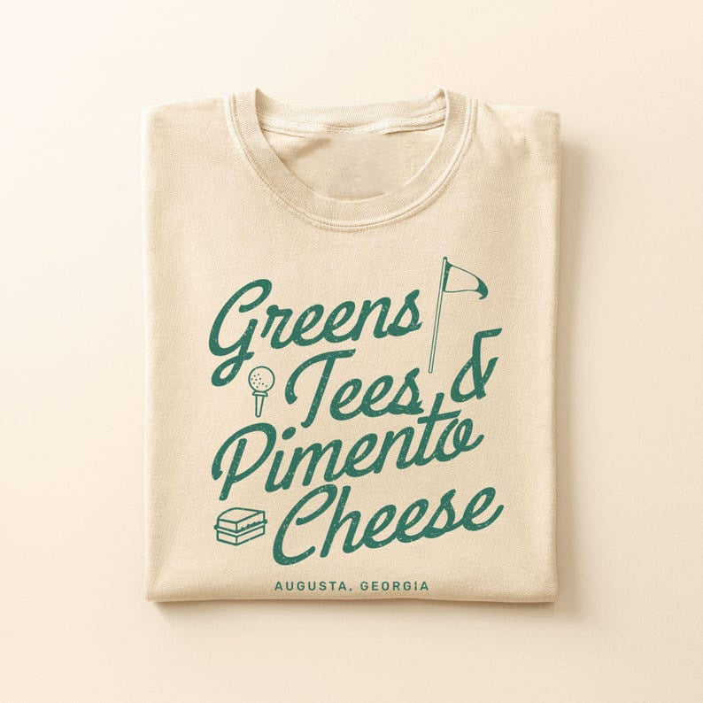 Funny Golf Tee Shirt, Vintage Golf Shirt, Greens Tees Pimento Cheese Shirt, Augusta National Golf Club, Georgia Golf, Retro Golf Lover Gift SGTP08