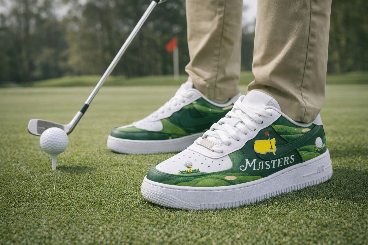 Masters Inspired Custom Golf Sneakers, Green Fairway Golf Shoes, Golf Inspired Shoes, Golf Footwear SHGTP06