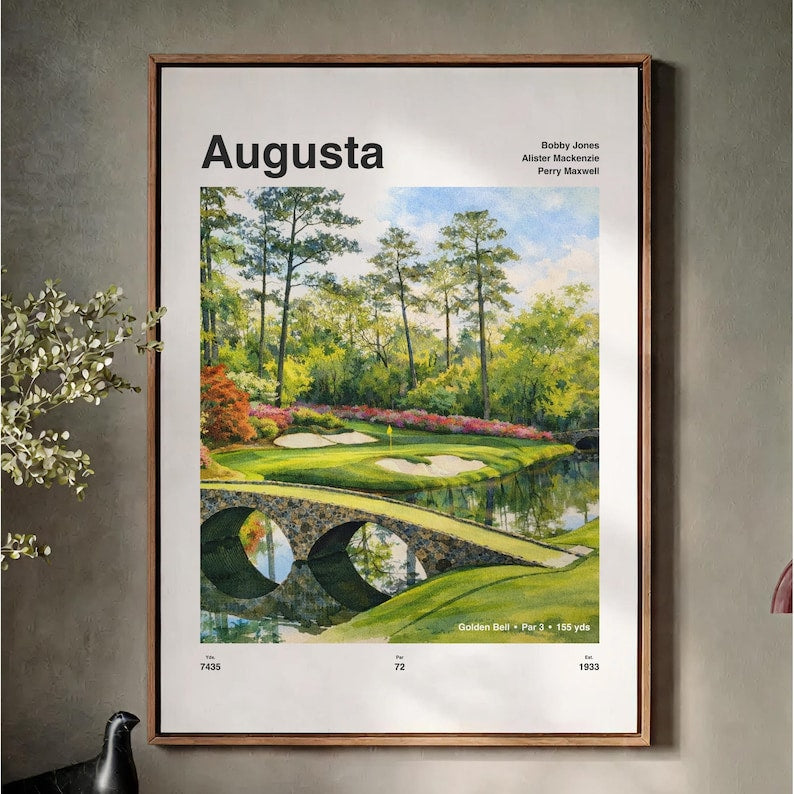Augusta National Golf Course Watercolor Print, Minimalist Wall Art, Golf Course Poster, Home decor PTGTP07