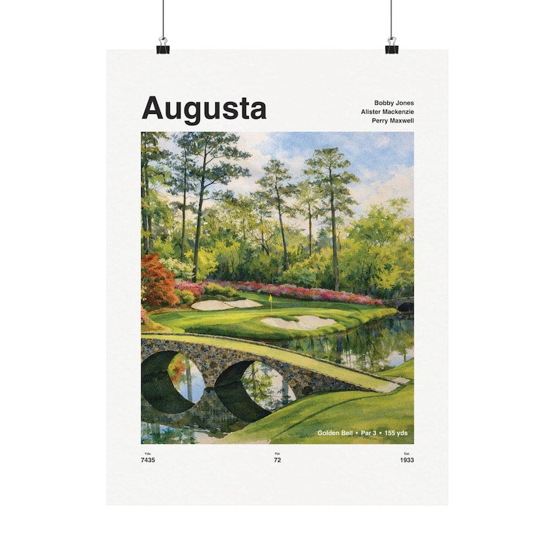 Augusta National Golf Course Watercolor Print, Minimalist Wall Art, Golf Course Poster, Home decor PTGTP07
