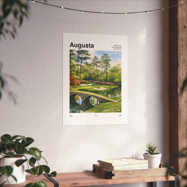 Augusta National Golf Course Watercolor Print, Minimalist Wall Art, Golf Course Poster, Home decor PTGTP07