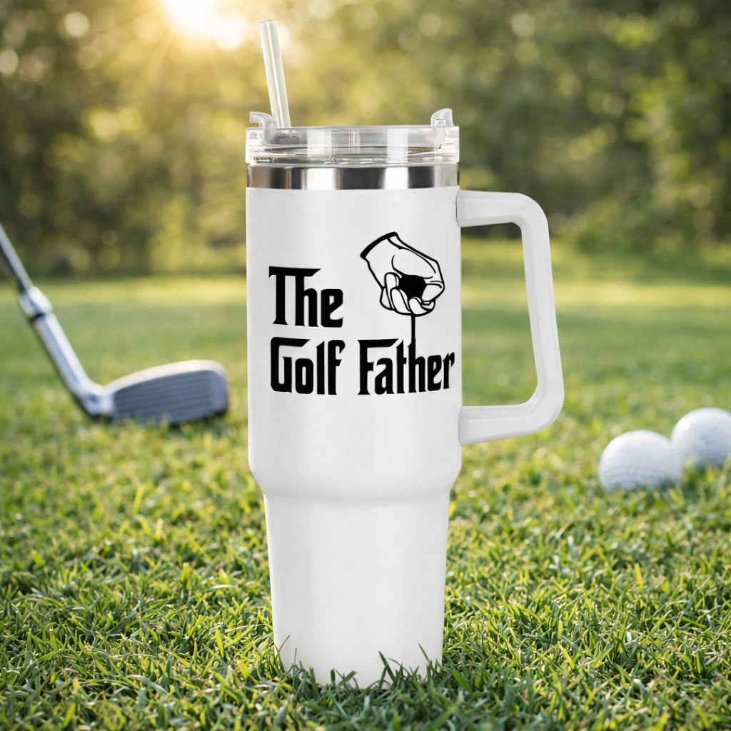 The Golf Father Golf Tumbler 40oz, Custom Golf Tumbler, Printed Golf Tumblers With Handle, Mug Gift, Travel Cup TBGTP07