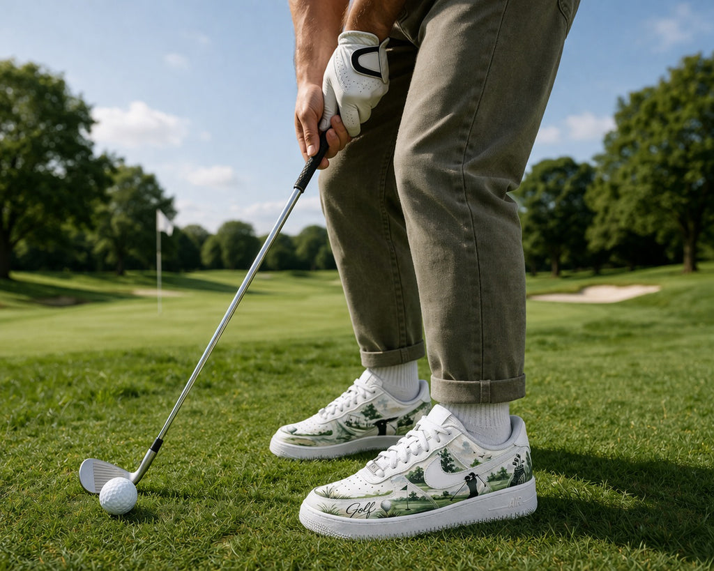 Custom Golf Course Sneakers – Watercolor Fairway Golf Shoes for Men & Women, Watercolor Golf Art Shoes, Unique Gift for Golf Lover SHGTP04