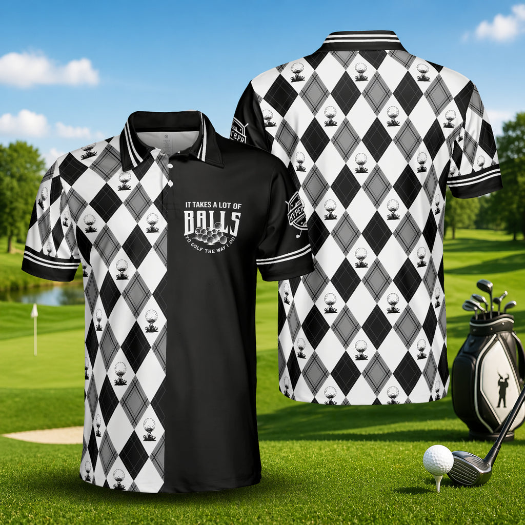 Golf The Way I Do Golf Polo Shirt, Checkered Pattern Golf Ball Pattern Polo Shirt, Unisex Summer Golf Polo Shirt, Short Sleeve Golf Shirt, Polo for Golfer PLN06