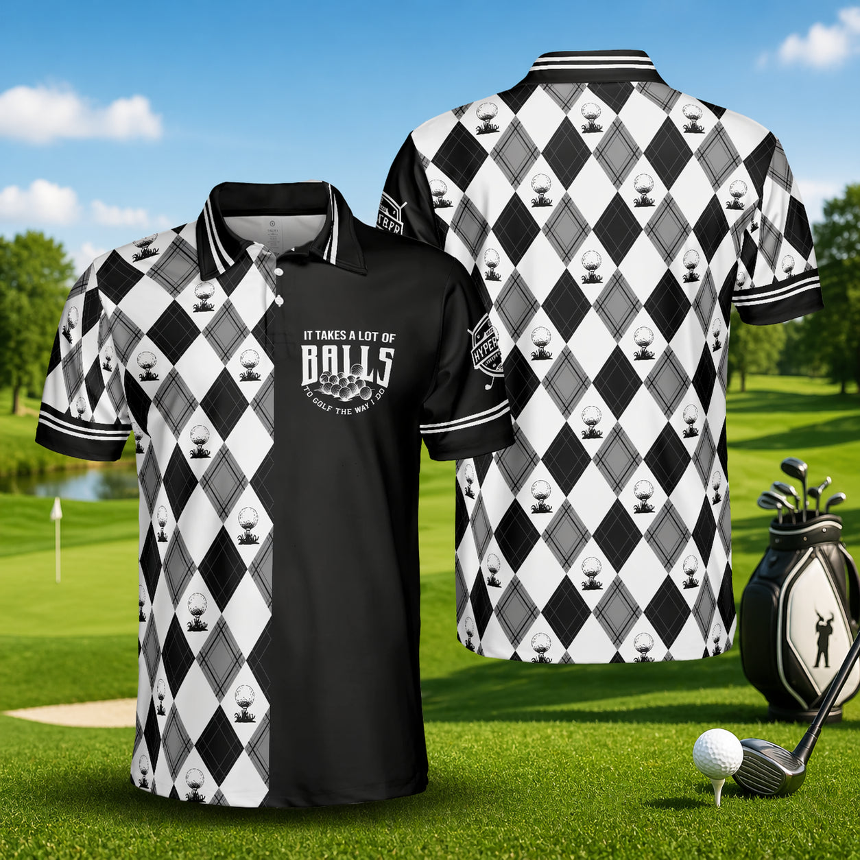 Golf The Way I Do Golf Polo Shirt, Checkered Pattern Golf Ball Pattern Polo Shirt, Unisex Summer Golf Polo Shirt, Short Sleeve Golf Shirt, Polo for Golfer PLN06