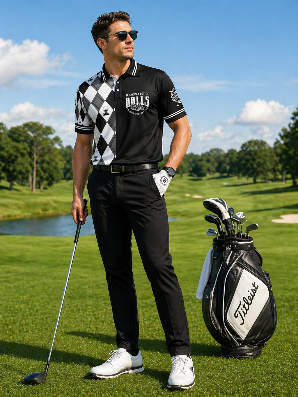 Golf The Way I Do Golf Polo Shirt, Checkered Pattern Golf Ball Pattern Polo Shirt, Unisex Summer Golf Polo Shirt, Short Sleeve Golf Shirt, Polo for Golfer PLN06
