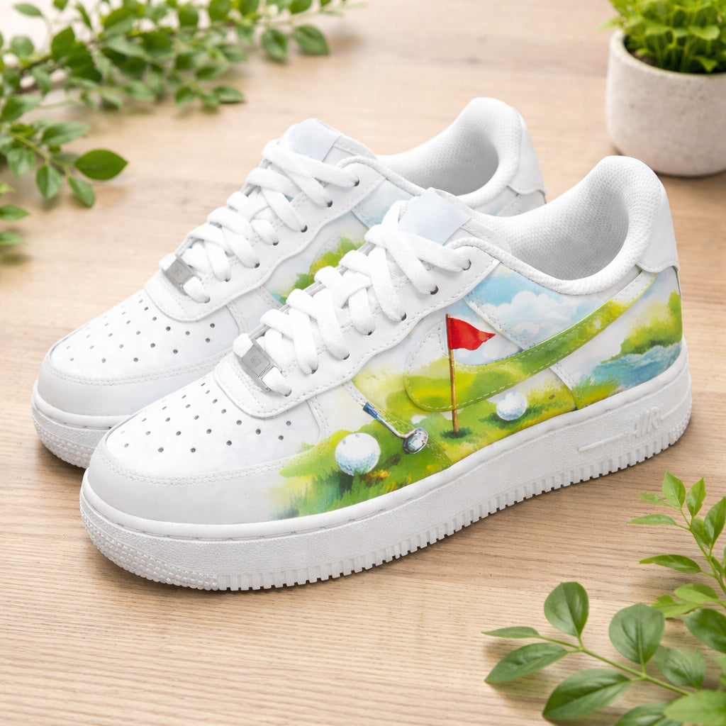 Watercolor Summer - Golf Course Style Sneakers, Personalized Golf Shoes for Men & Women, Custom Golf Shoes, Unique Gift for Golf Lover SHGTP01
