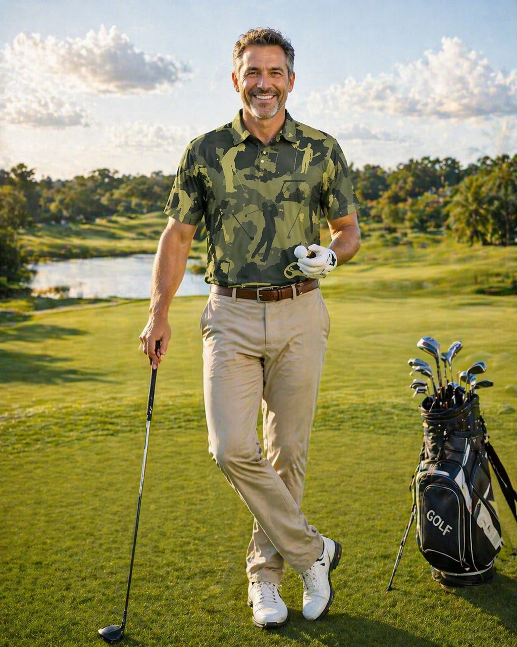 Camouflage Texture Golf Polo Shirt, Camo Golf Pattern Polo Shirt, Unisex Summer Golf Polo Shirt, Short Sleeve Golf Shirt, Polo for Golfer PLN05