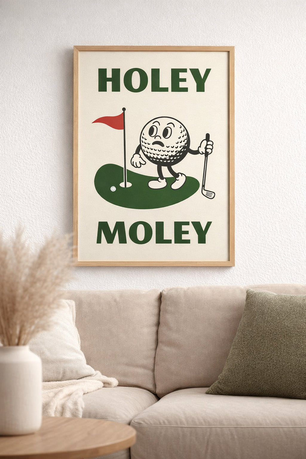 Holey Moley Golf Art Print, Funny Art Golf Poster, Modern Sports Decor, Golf Course Print, Home Decor PTGTP04