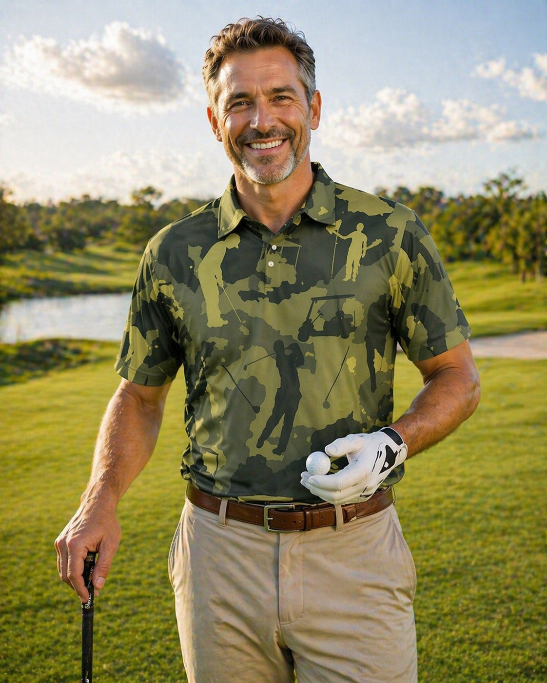 Camouflage Texture Golf Polo Shirt, Camo Golf Pattern Polo Shirt, Unisex Summer Golf Polo Shirt, Short Sleeve Golf Shirt, Polo for Golfer PLN05