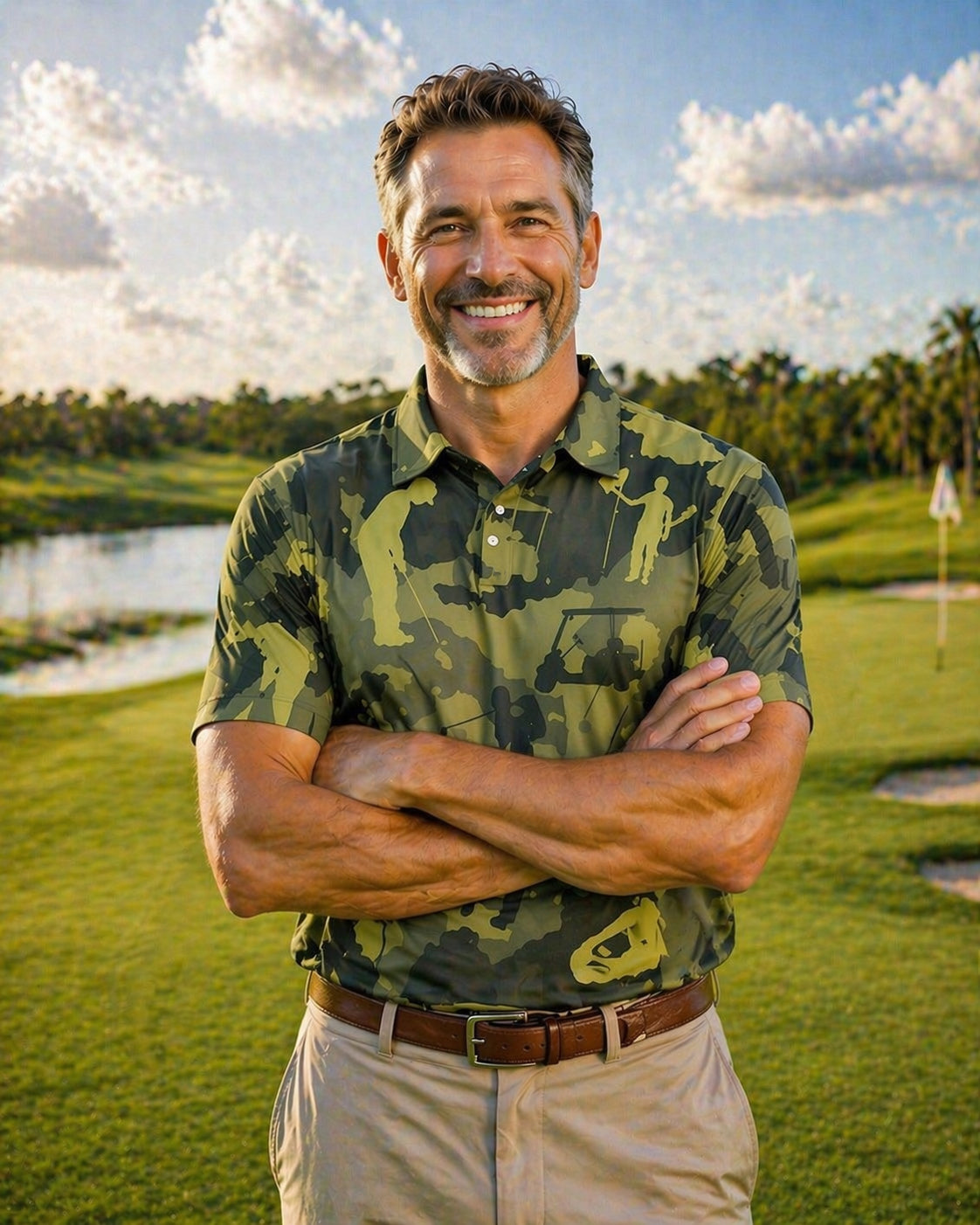 Camouflage Texture Golf Polo Shirt, Camo Golf Pattern Polo Shirt, Unisex Summer Golf Polo Shirt, Short Sleeve Golf Shirt, Polo for Golfer PLN05