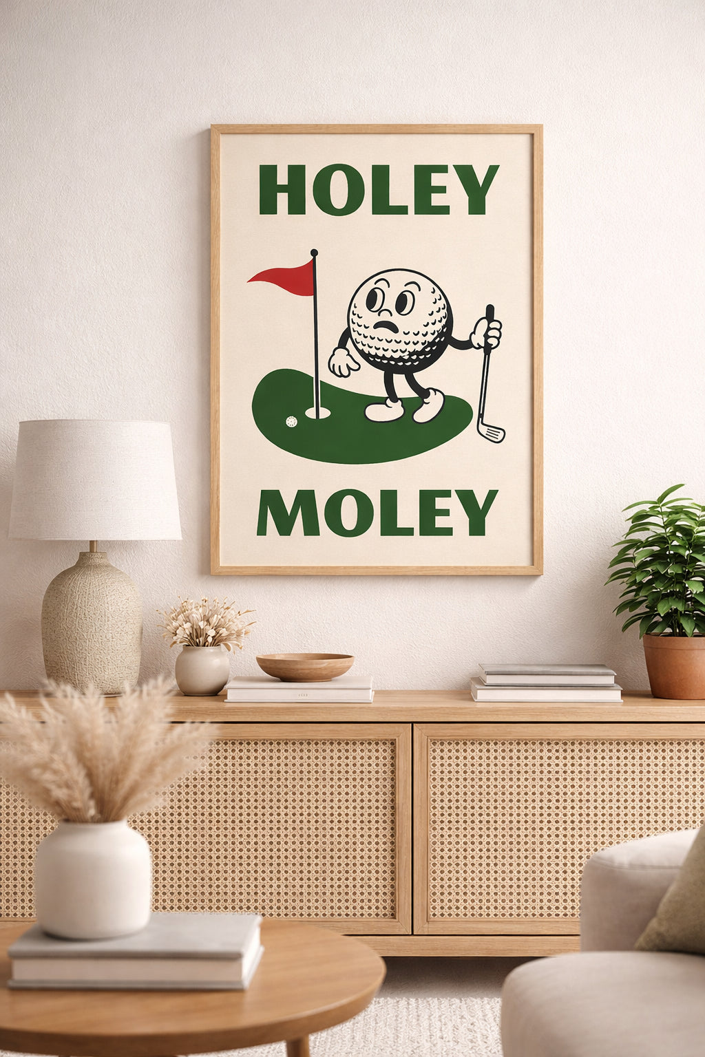 Holey Moley Golf Art Print, Funny Art Golf Poster, Modern Sports Decor, Golf Course Print, Home Decor PTGTP04