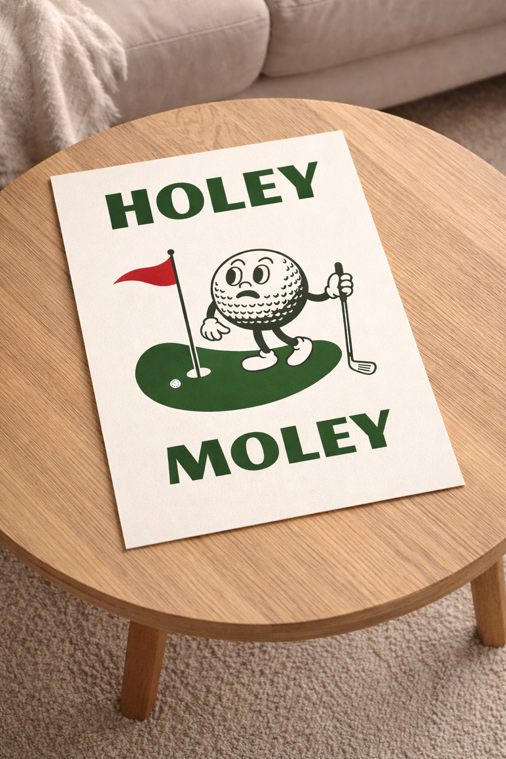Holey Moley Golf Art Print, Funny Art Golf Poster, Modern Sports Decor, Golf Course Print, Home Decor PTGTP04