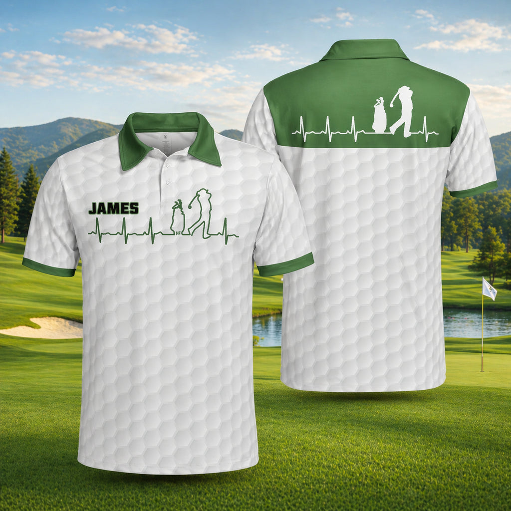 Personalized Golf Beat Polo Shirt, Golf Pattern Golf Shirt, Unisex Summer Golf Polo Shirt, Short Sleeve Golf Shirt, Polo for Golfer PLN04