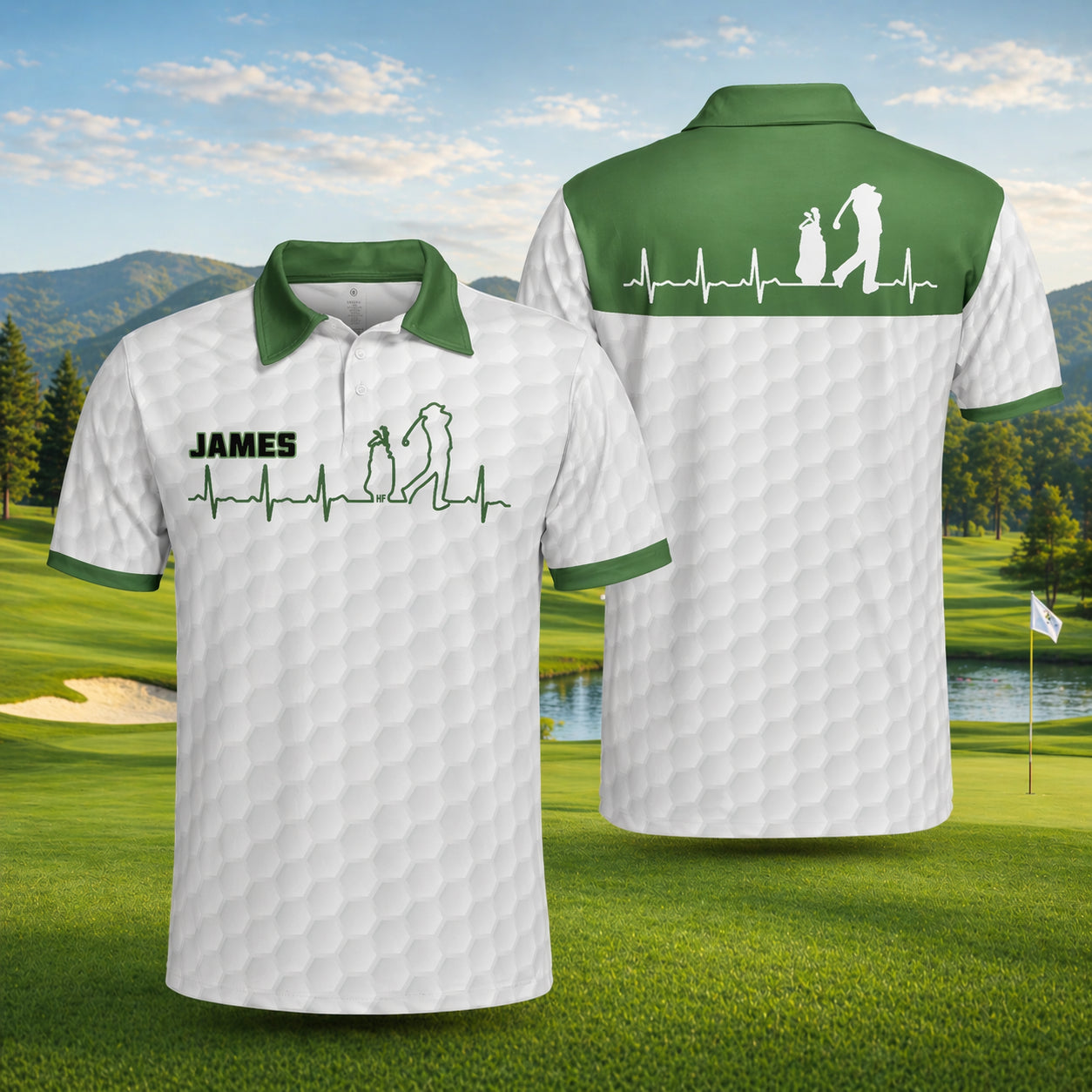 Personalized Golf Beat Polo Shirt, Golf Pattern Golf Shirt, Unisex Summer Golf Polo Shirt, Short Sleeve Golf Shirt, Polo for Golfer PLN04