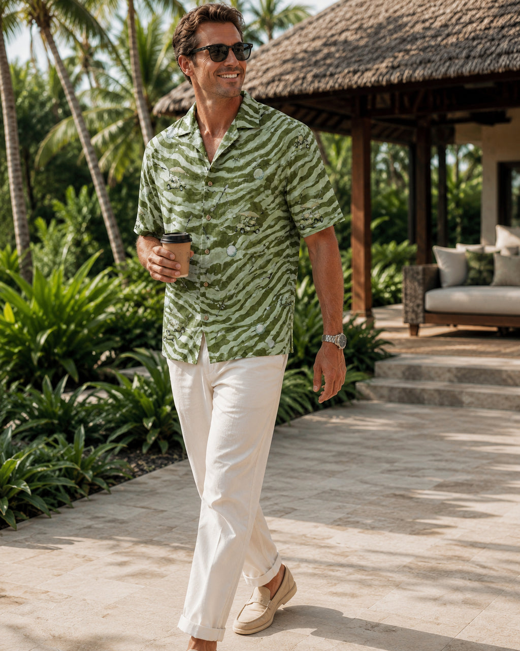 Golf Cart Hawaiian Shirt, Zebra Stripe Golf Pattern Shirt, Golf Lover Shirt, Summer Button Down Shirt HW17