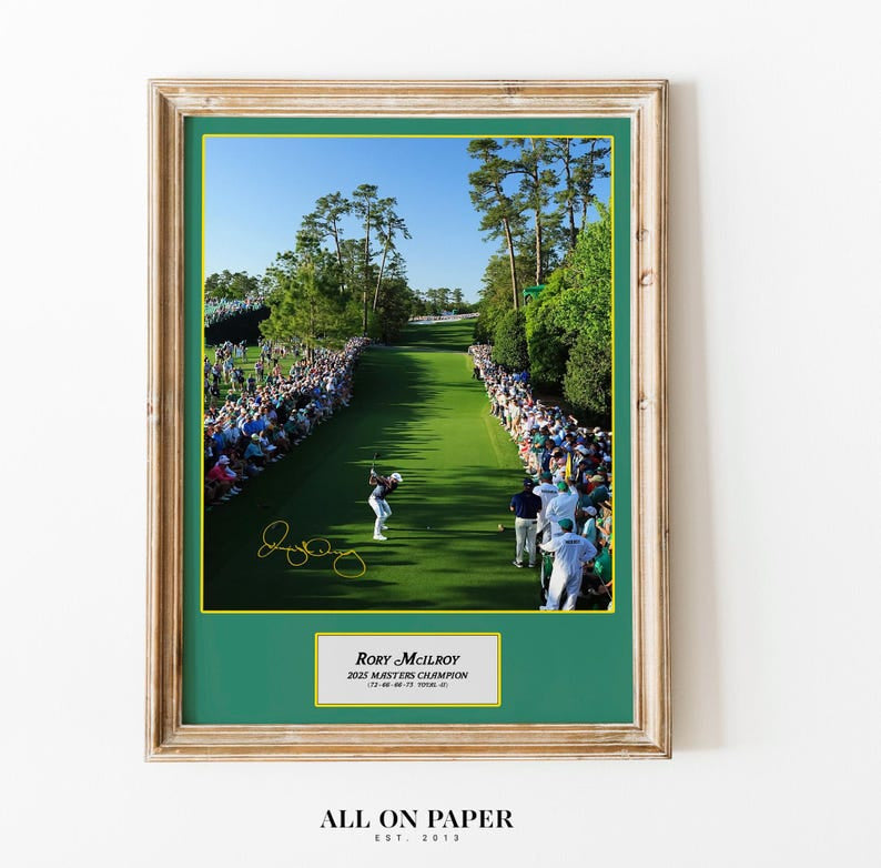 Mcilroy 2025 Masters Winner Print Art Poster, Career Grand Slam Decor Tribute Modern Sports Decor, Golf Course Print, Home Decor PTGTP03