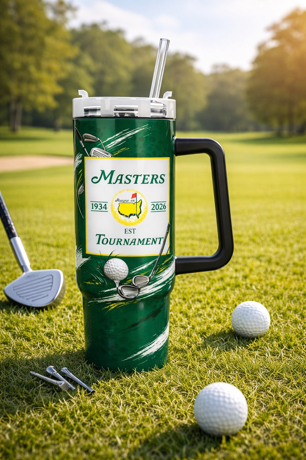 Masters Golf 2026 Tumbler 40oz, Golf Tournament 2026 Tumbler, Printed Golf Tumblers With Handle, Golf Lover Gift TBGTP03