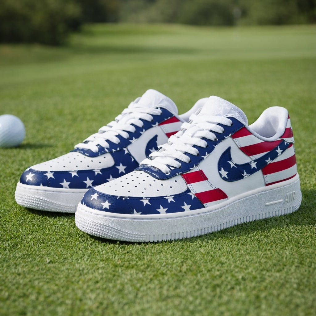 American Flag Style Sneakers, American Golf Shoes for Men & Women, Custom Golf Shoes, Unique Gift for Golf Lover SHGTP20