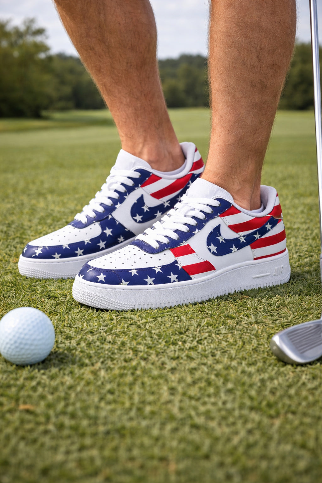 American Flag Style Sneakers, American Golf Shoes for Men & Women, Custom Golf Shoes, Unique Gift for Golf Lover SHGTP20