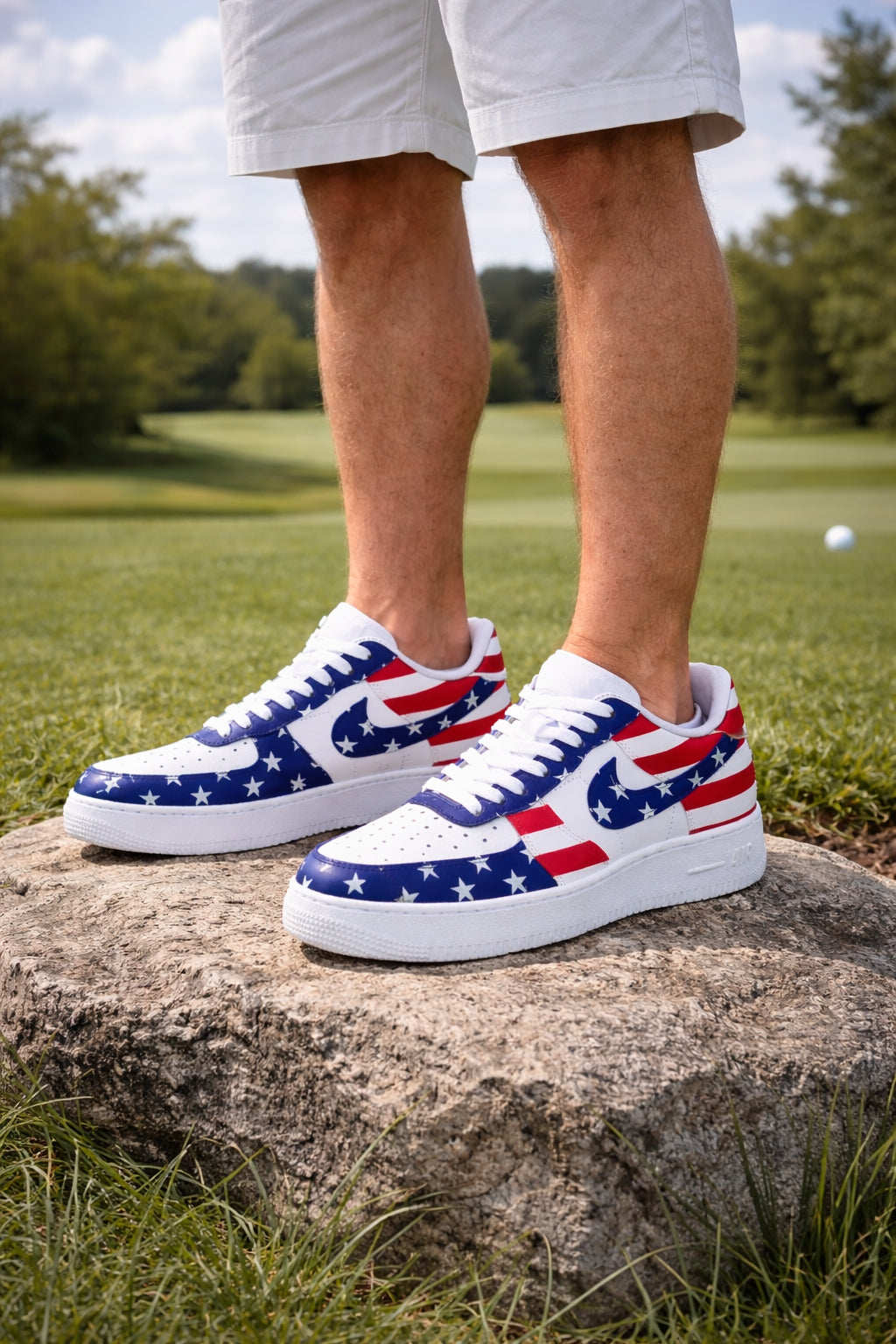 American Flag Style Sneakers, American Golf Shoes for Men & Women, Custom Golf Shoes, Unique Gift for Golf Lover SHGTP20