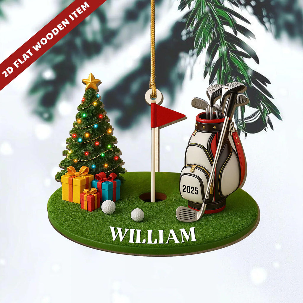 Personalized Golf 2D Flat Ornament, Custom Name Golf Lover Christmas Ornament, Gift for Golf Dad, Gift For Pro Golfer,Holiday Golf Club Gift. ONMGTP19