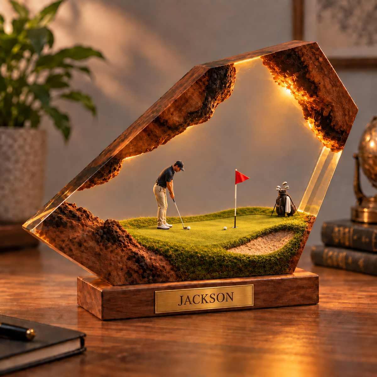 Personalized Golf Resin Lamp, Custom Golfer Desk Decor, Golf Lover Gift for Him, Custom Name Golf Night Light, RSLGOLF02