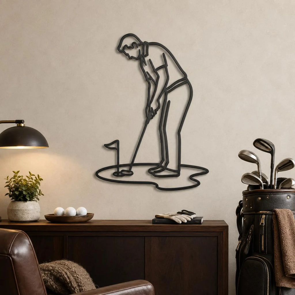 Golfer Metal Wall Art – Minimalist Putting Decor for Office and Man Cave Zeki Gözel. MWAGTP15