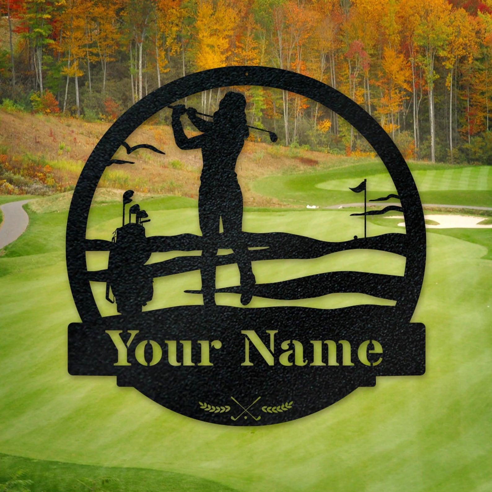 Women's Golf Metal Art, Custom Name Sign, Wall Decor Menno Lengacher. MWAGTP02