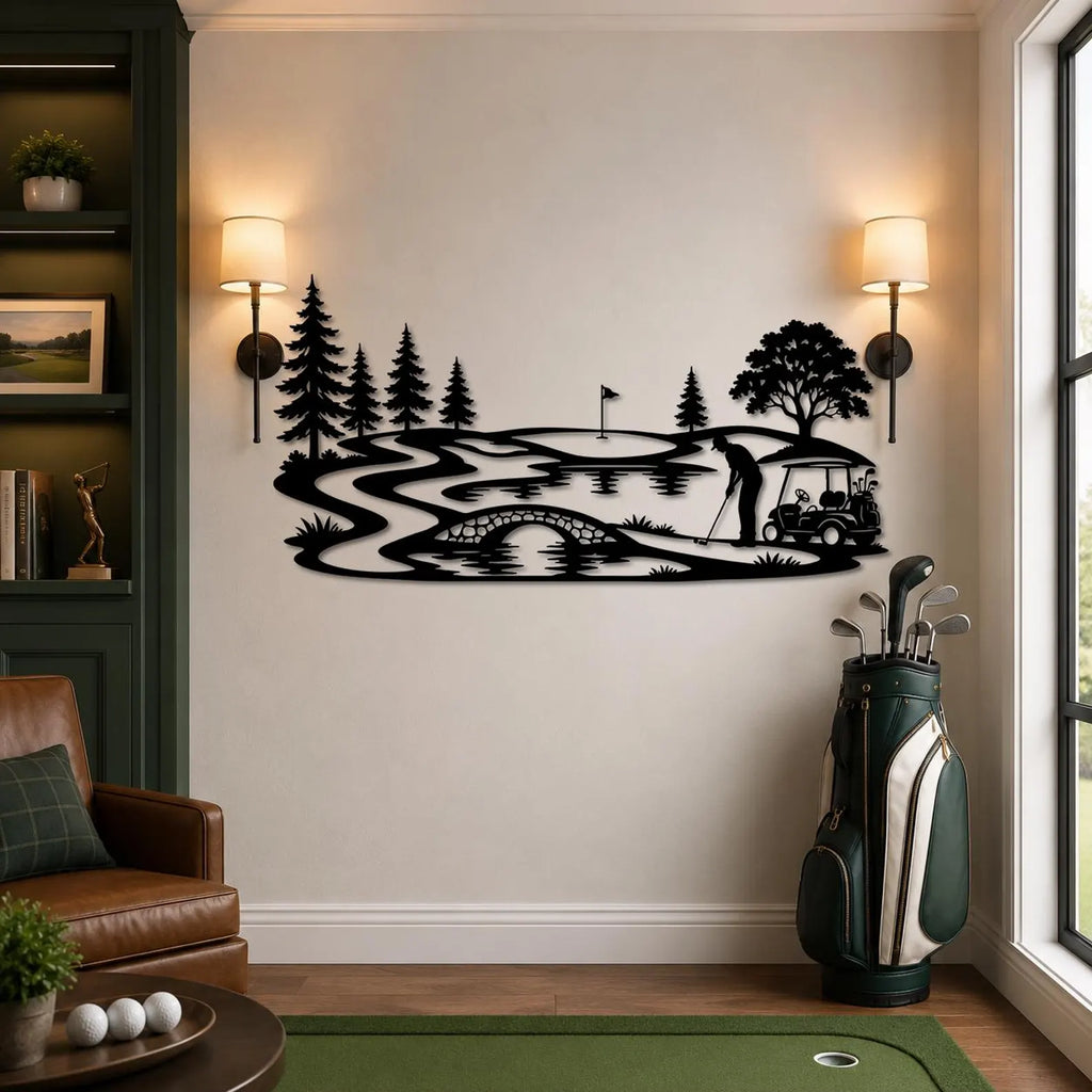 Golf Course Metal Wall Art, Golfer Gift Decor, Golf Man Cave Art, Golf Metal Signs, Gift For Golf Lover, Golf Swing Wall Art For Man Cave. MWAGTP01