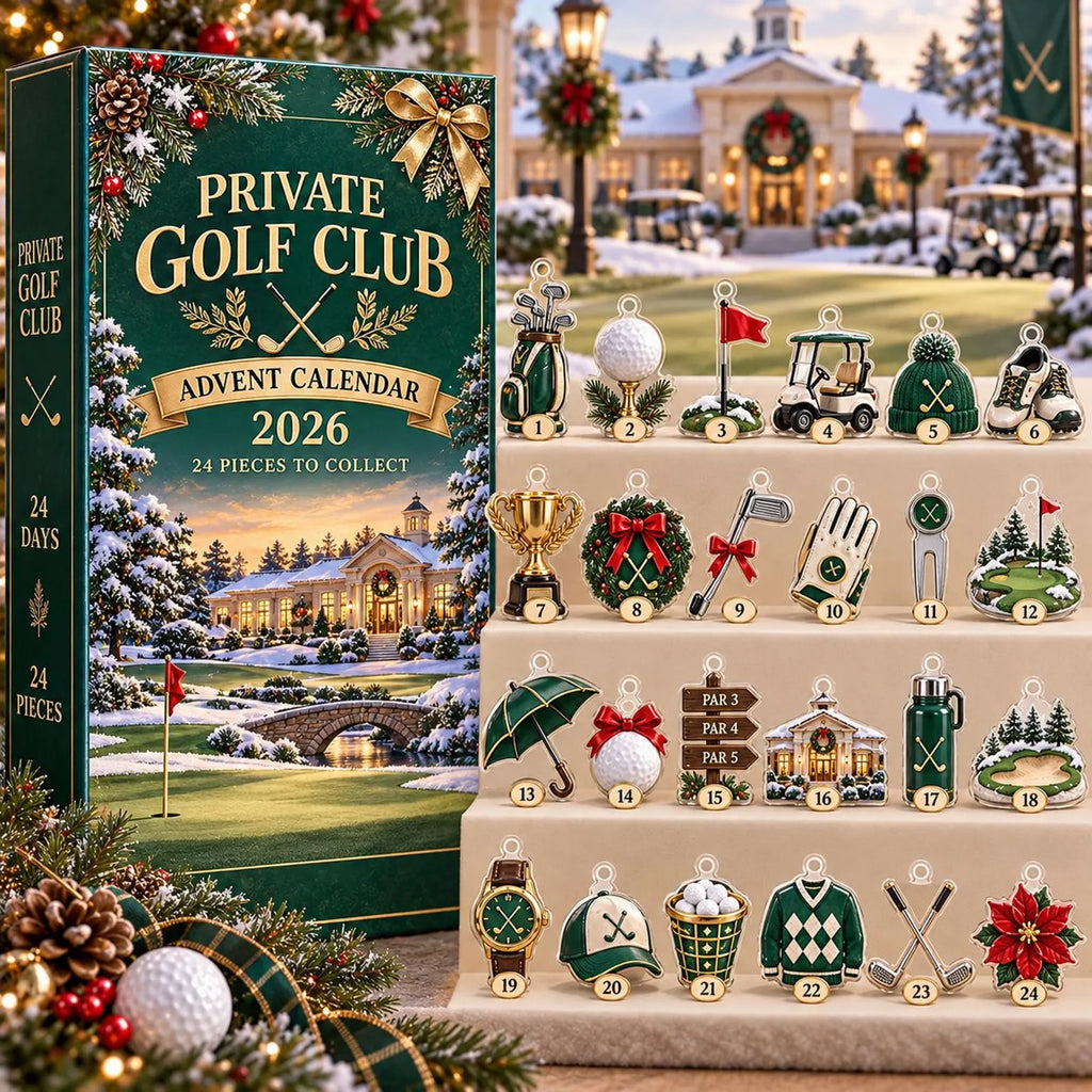 Golf Advent Calendar 2026, 24 Piece Golfer Countdown Gift, Country Club Style Holiday Decor, Golf Lover Gift. ACGTP03