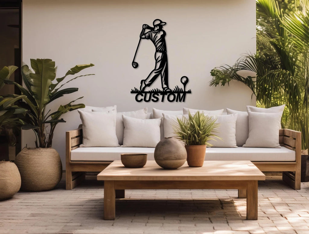 Custom Golf Metal Wall Art, Silhouette Home Decor Moon Art. MWAGTP19