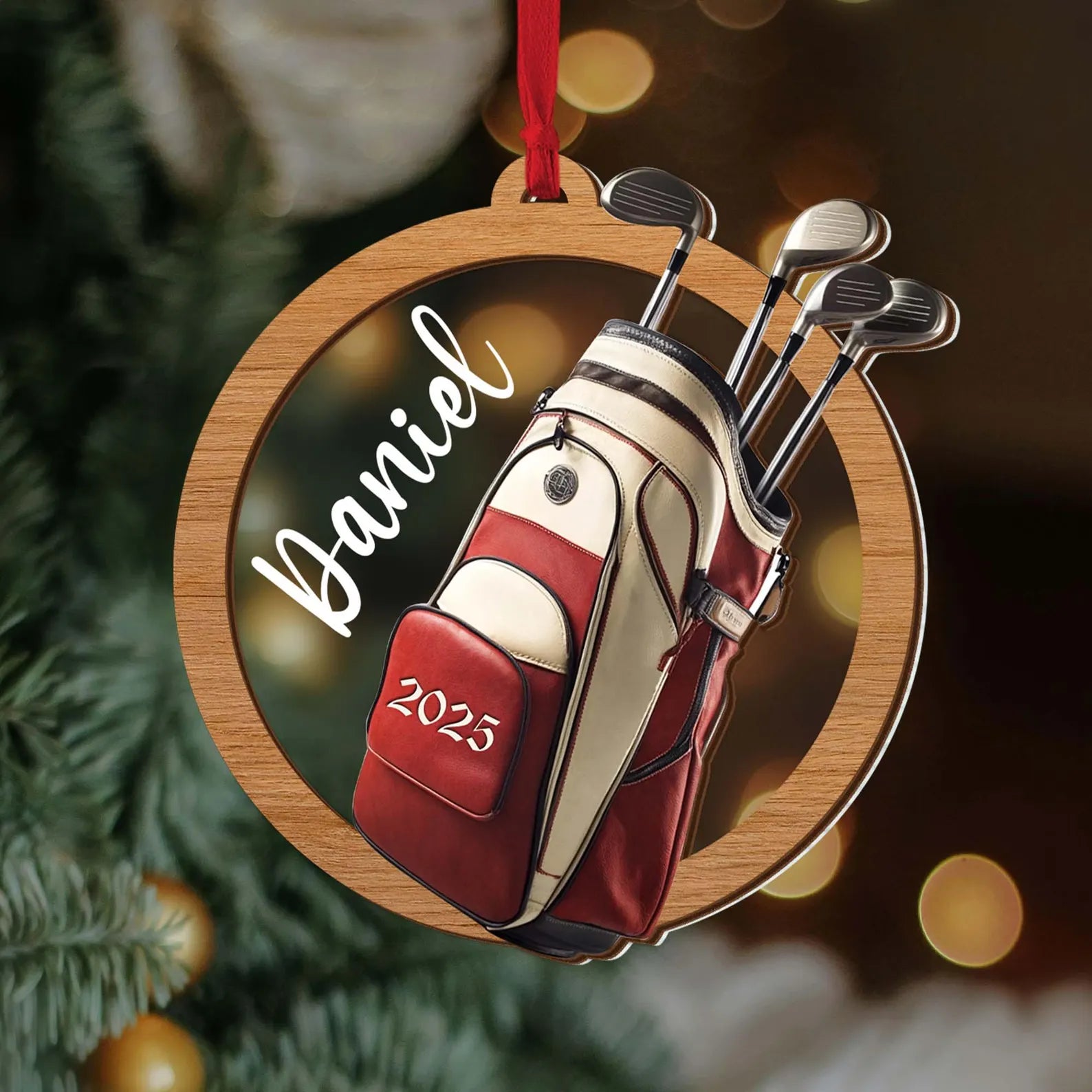 Custom Name Golf Christmas Ornament, Personalized Golf Backpack Ornament, Golf Club Keepsake, Golfer Gift, Golf Lover Gift, Golf Player Gift. ONMGTP14