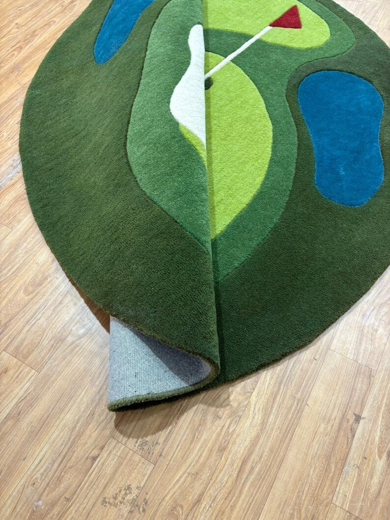 Golf Green Wool Area Rug Streetwear Game Decore . RGTP8
