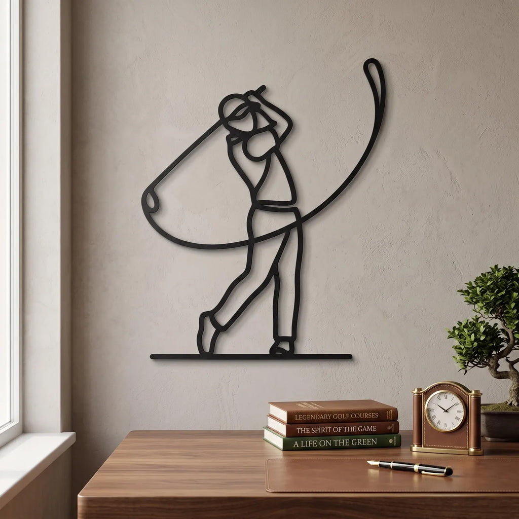 Female Golfer Wall Art – Minimalist Metal Golf Decor for Home Office Zeki Gözel. MWAGTP16