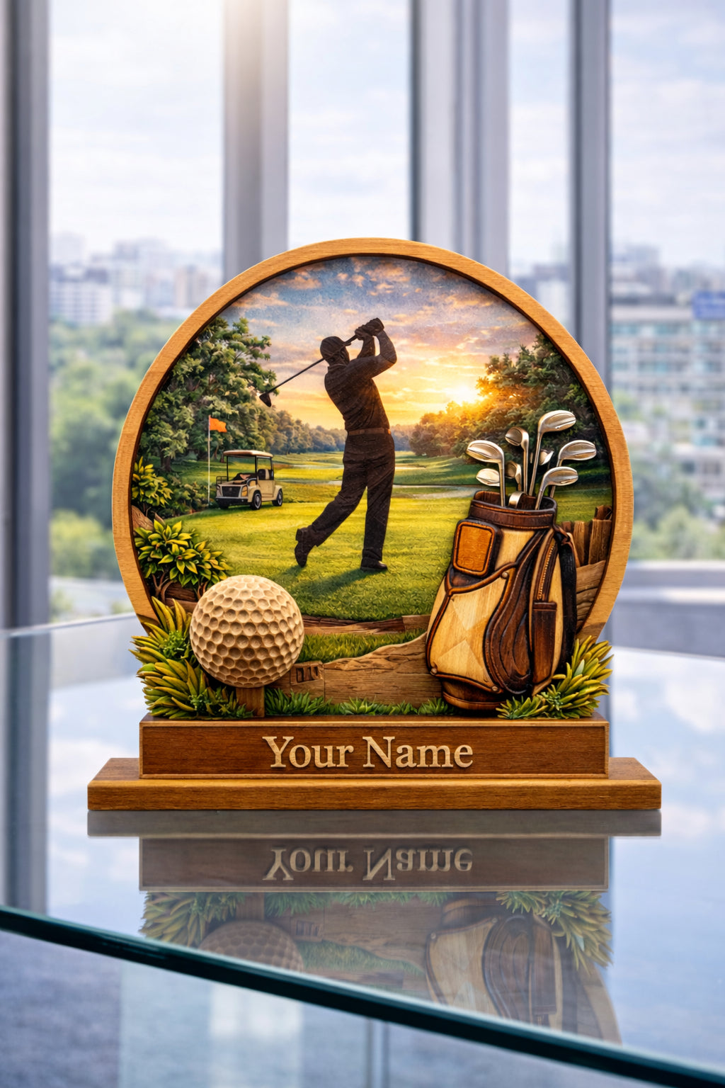 Personalized Golf Wooden Tracker Sign, Golf Lover Gift, Custom 3D Wooden Golf, Custom Golf Keeper, Desk Decor Gift WSGTP01