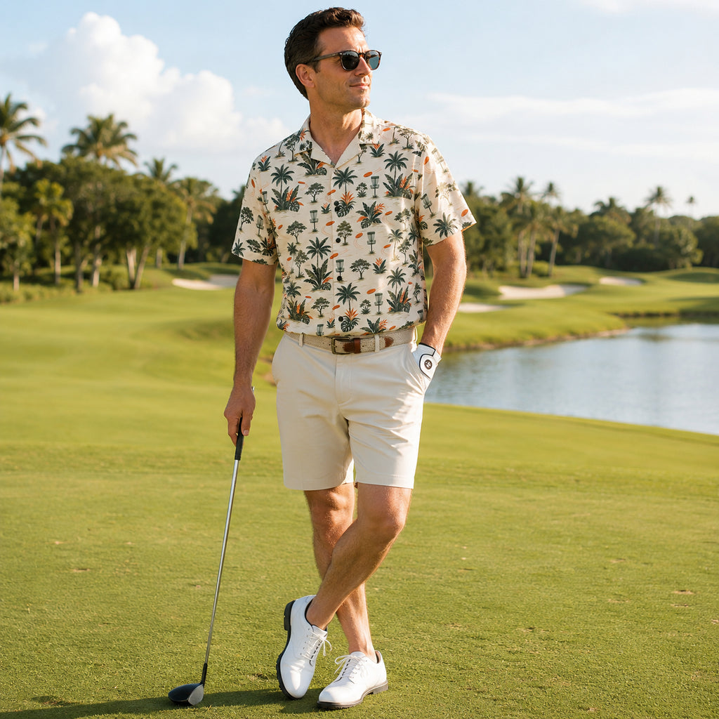 Disc Golf Hawaiian Shirt, Tropical Frolf Aloha Button Up, Disc Golf Dad Gift, Frisbee Golf Shirt, Golfer Gift HW01