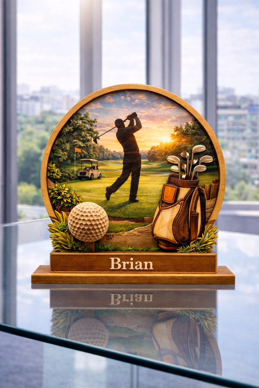 Personalized Golf Wooden Tracker Sign, Golf Lover Gift, Custom 3D Wooden Golf, Custom Golf Keeper, Desk Decor Gift WSGTP01