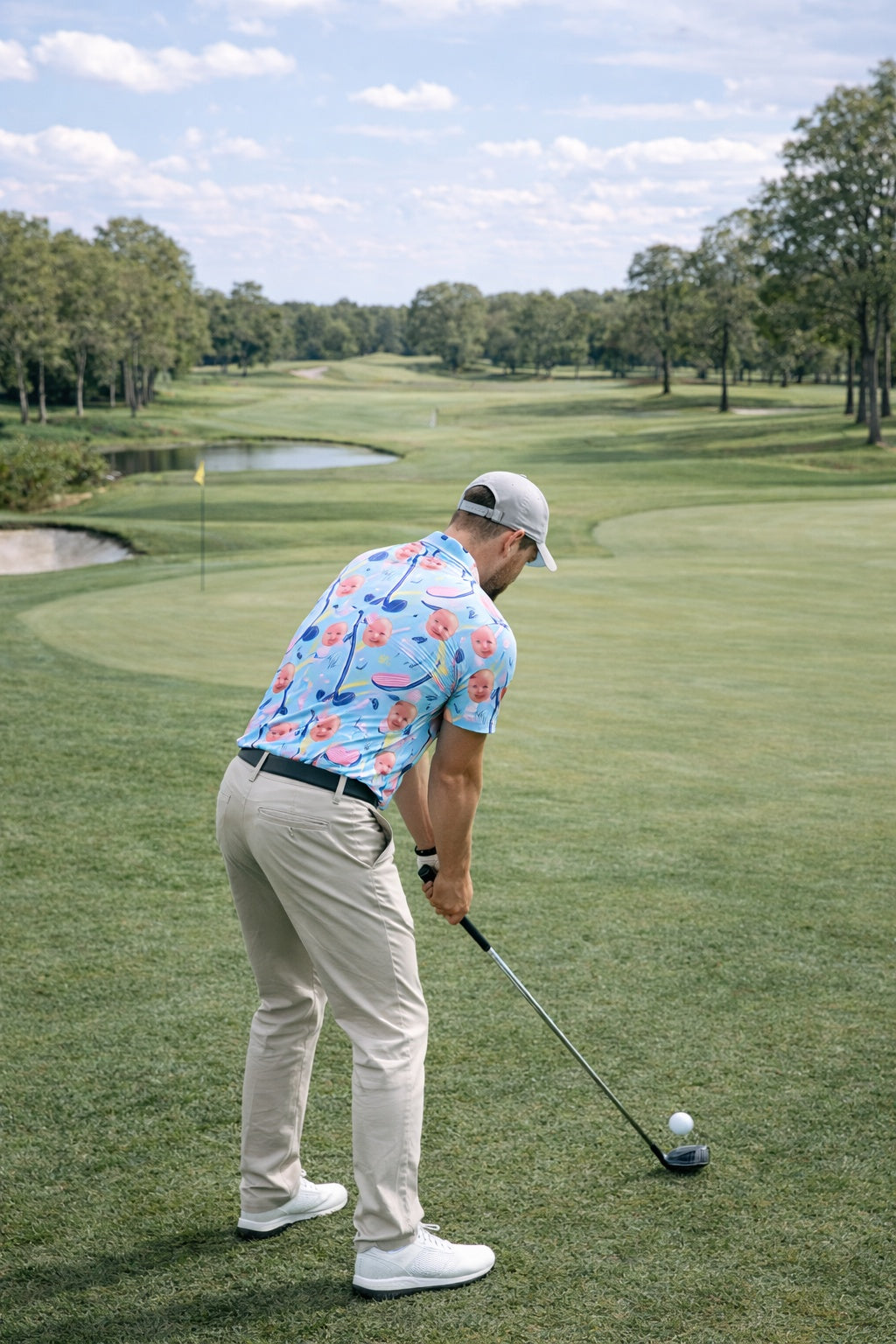 Custom Photo Polo Shirt for Golfer, Funny Golf Pattern On Polo Shirt, Personalized Short Sleeve Golf Shirt, Custom Polo for Golfer, Custom Polo Shirt Gift PLSGTP14