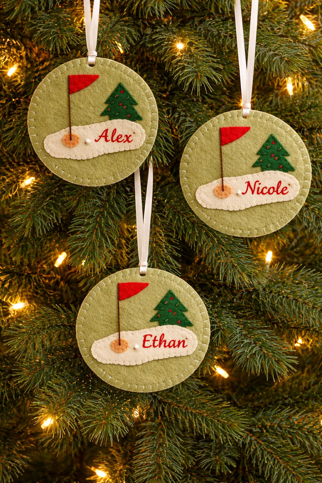 Custom Golf Course Felt Ornament, Handmade Golf Felt Ornament, Golf Lover Decor, Hanging Decor, Holiday Keepsake Gift ONMGTP06