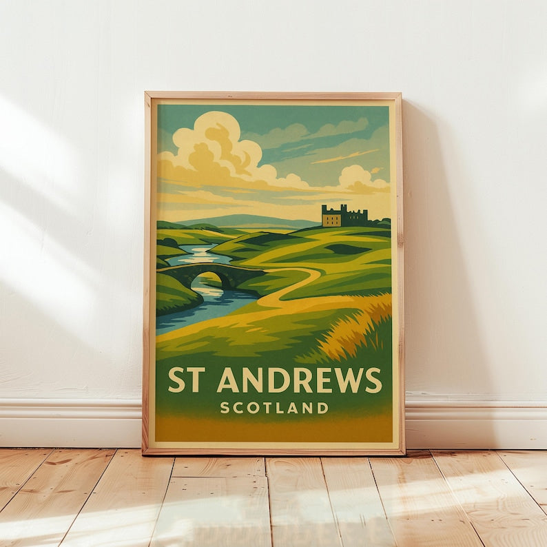 Famous Golf Courses – 3 Fine Art Prints (Augusta, Pebble Beach, St Andrews), Vintage Golf Wall Art, Gift for Dad, Cave Golf Decor PTGTP18