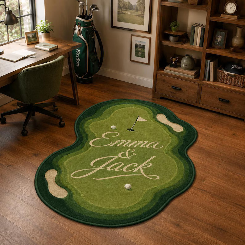 Personalized Golf Rug, Custom Couple Green Carpet, Golfer Gift. RGTP3