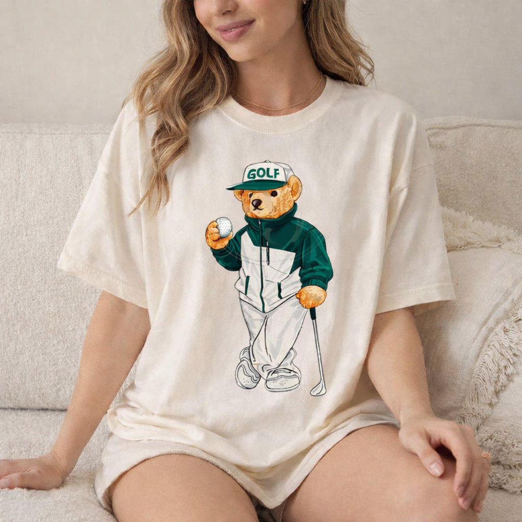 Golf Bear Comfort Shirt, Masters Inspired Golf Tee, Preppy Golf Graphic Tee, Vintage Golf Shirt, Boutique Golf Tee, Vintage Bear Shirt CF04