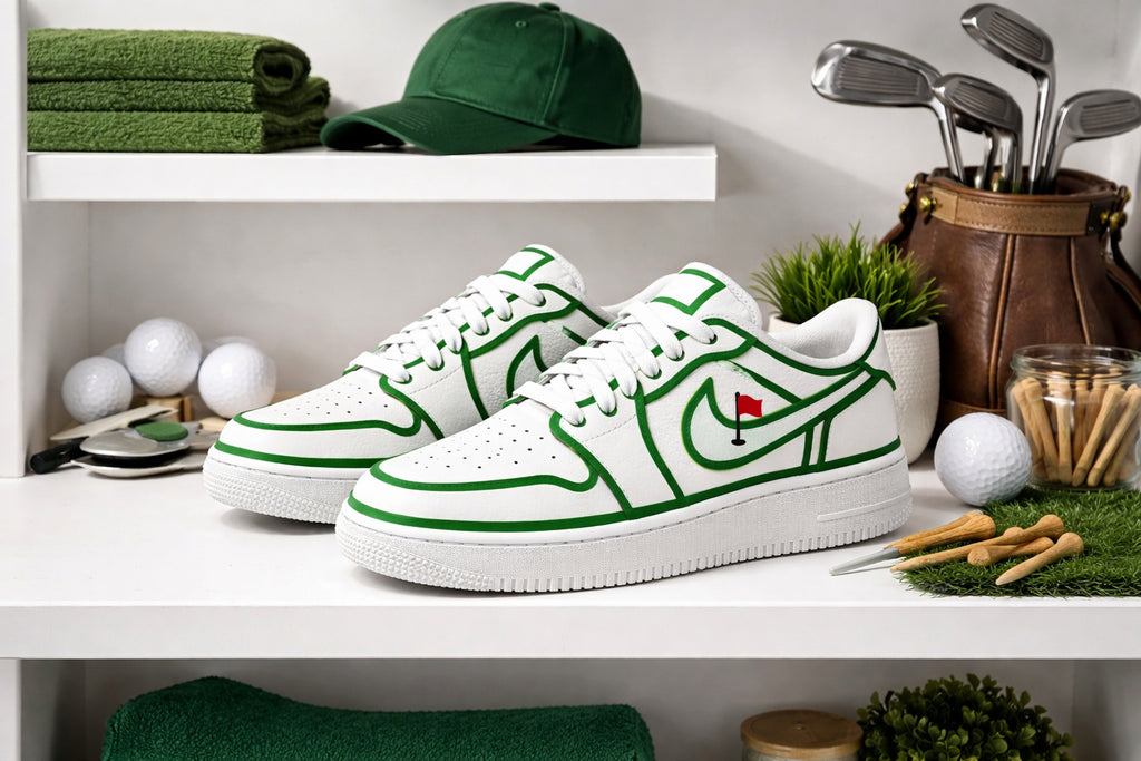 Green Golf Course Style Sneakers, Golf Shoes for Men/Women, Custom Sport Shoes, Custom Golf Shoes, Unique Gift for Golf Lover SHGTP22