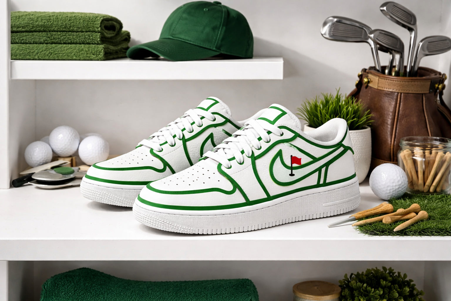 Green Golf Course Style Sneakers, Golf Shoes for Men/Women, Custom Sport Shoes, Custom Golf Shoes, Unique Gift for Golf Lover SHGTP22