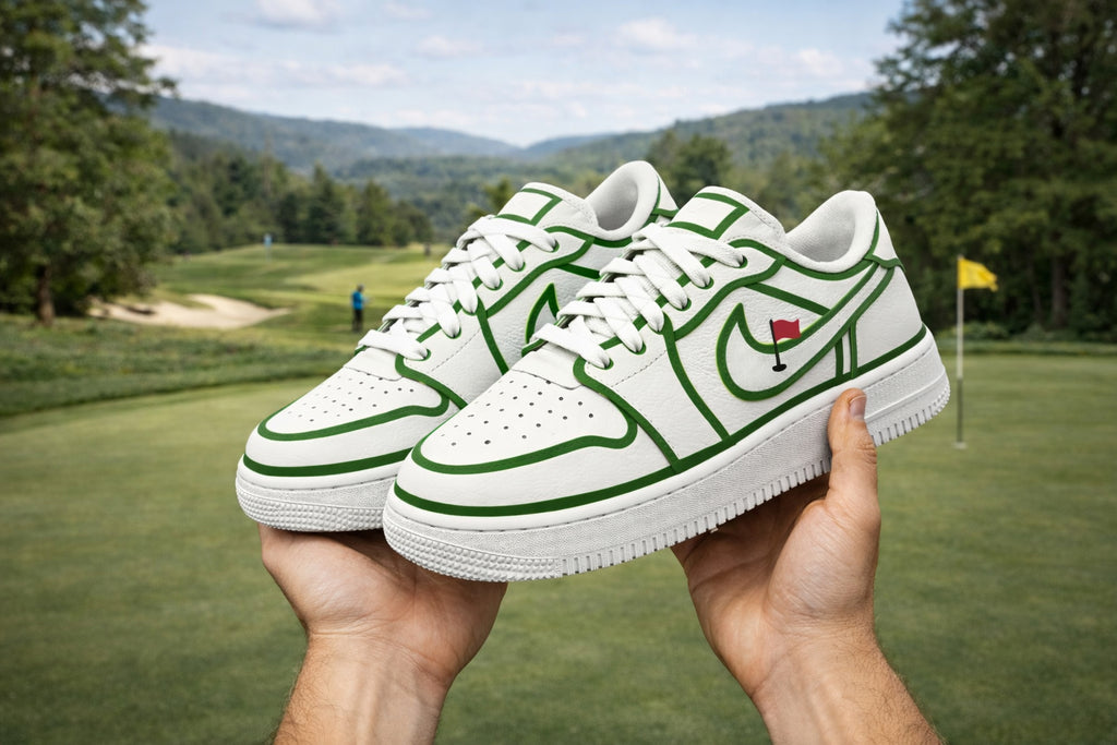 Green Golf Course Style Sneakers, Golf Shoes for Men/Women, Custom Sport Shoes, Custom Golf Shoes, Unique Gift for Golf Lover SHGTP22
