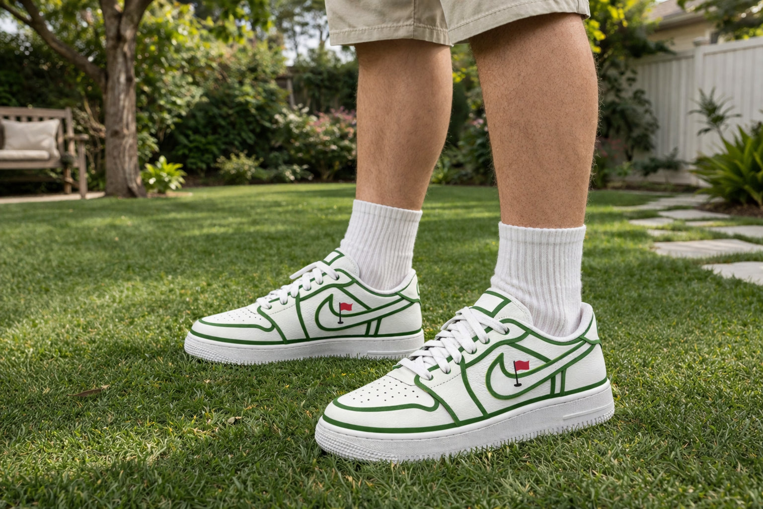 Green Golf Course Style Sneakers, Golf Shoes for Men/Women, Custom Sport Shoes, Custom Golf Shoes, Unique Gift for Golf Lover SHGTP22