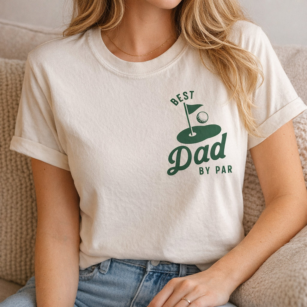Custom Best Dad By Par Comfort Colors Shirt, Personalized Golf Dad Shirt Fathers Day Gift, Golf Shirt For Dad Cool Dads Club Golf Lovers Tee CFDAD02