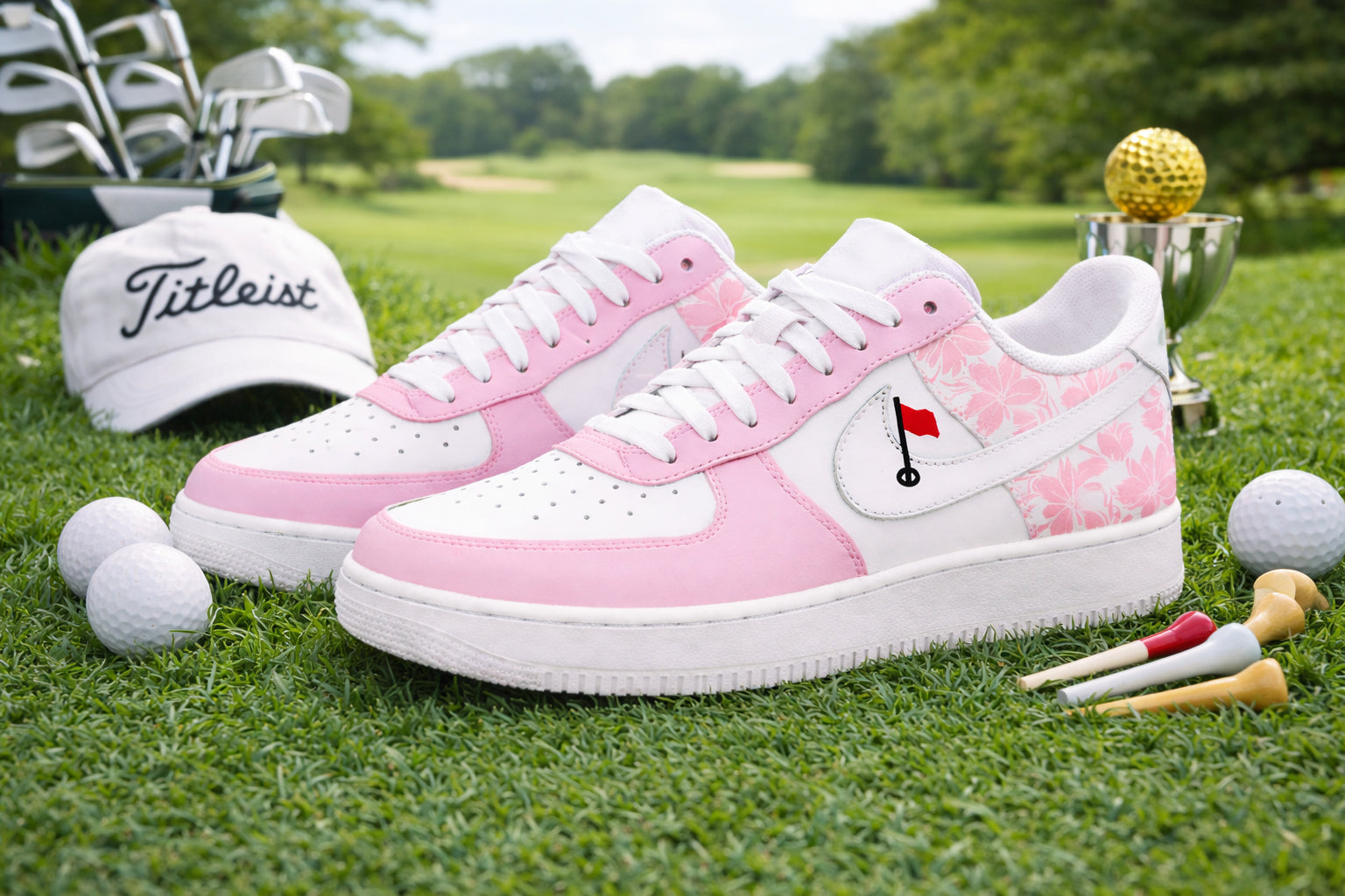 Pink Course Golf Sneakers, Personalized Golf Shoes for Men/Women, Custom Sport Shoes, Custom Golf Shoes, Unique Gift for Golf Lover SHGTP25